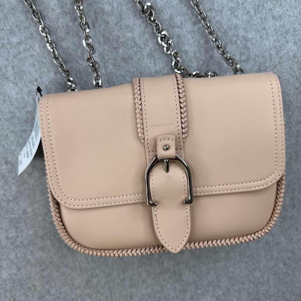 Longchamp Amazone XS Crossbody Bag Powder Pink Leather Braided Trim 10022930507